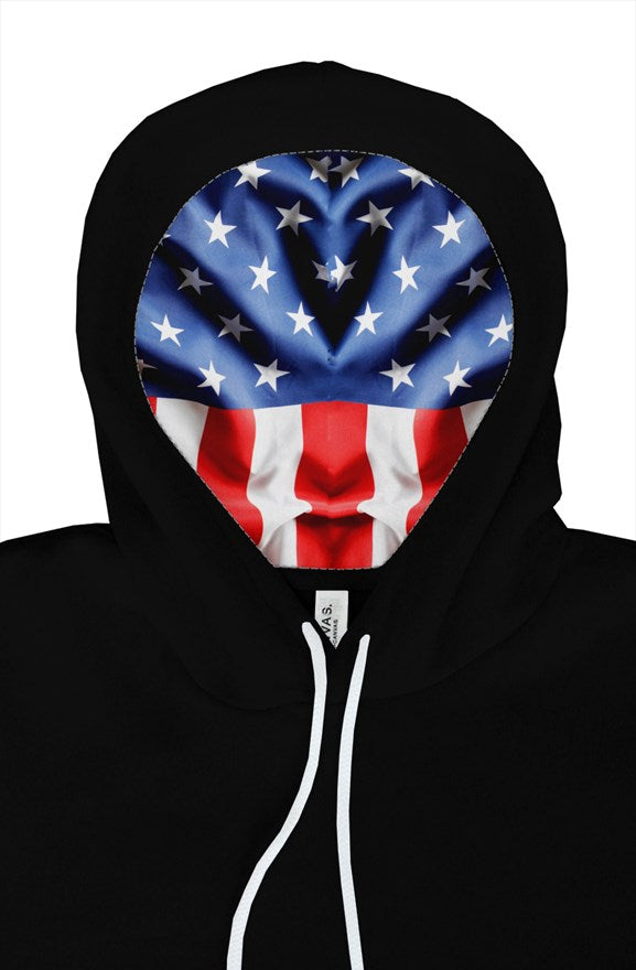Black Resting Veteran Face (American Flag) Hoodie