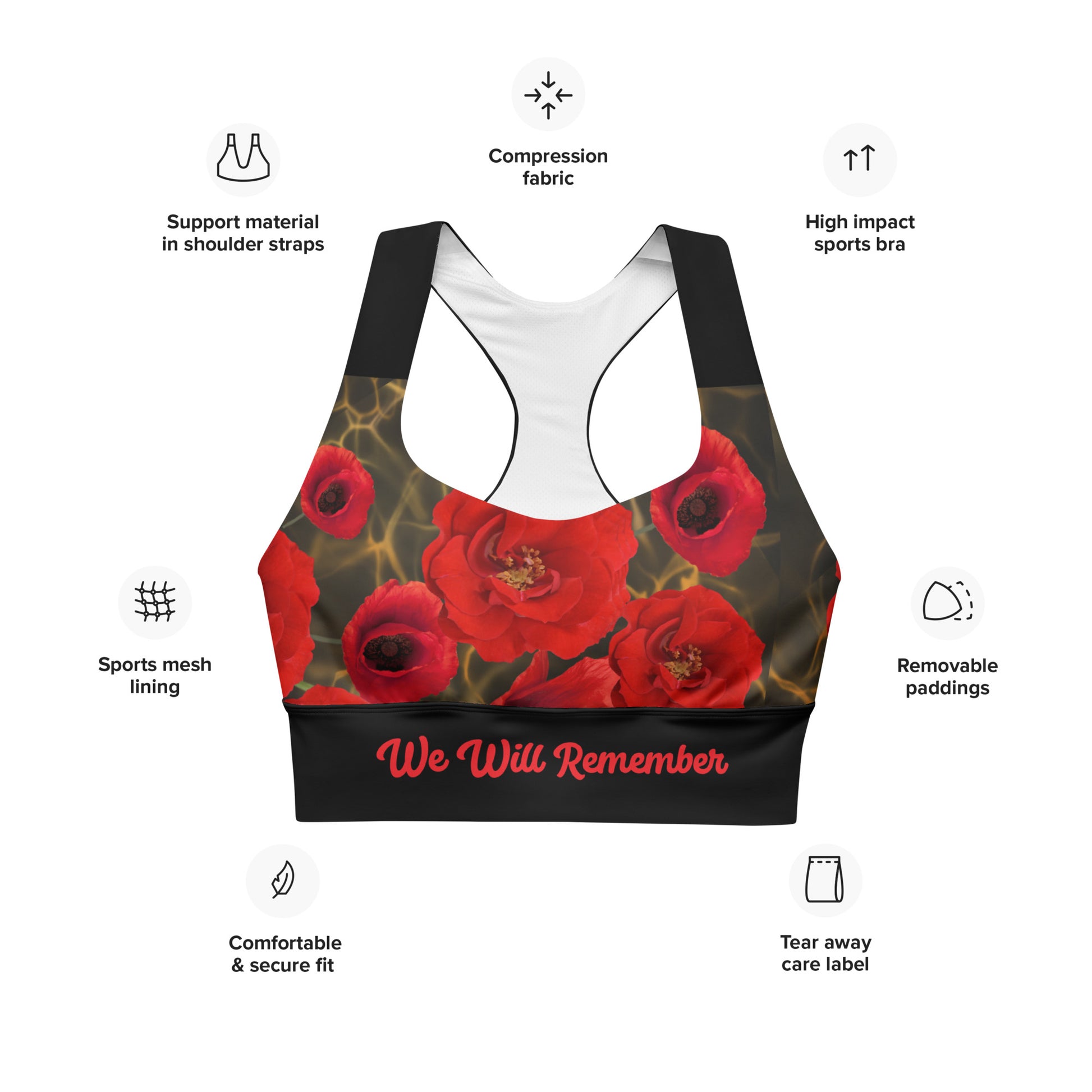 Red Floral Sports Bra