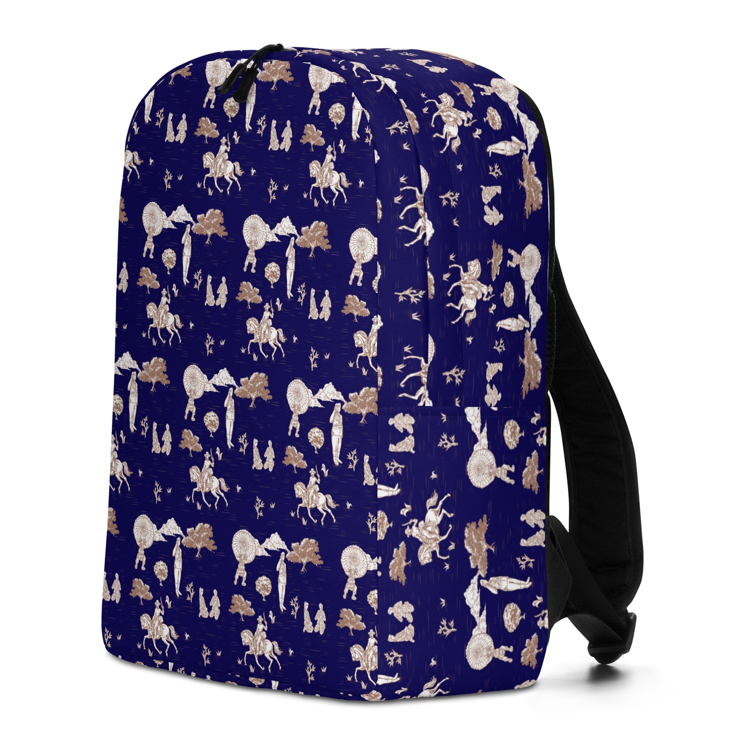 Military Women Toile Blue Minimalist Backpack