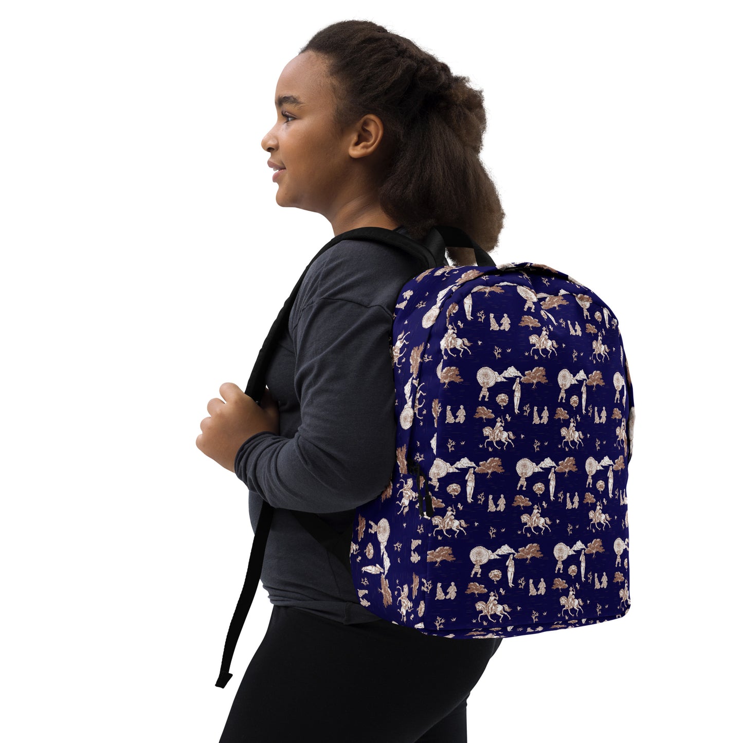 Military Women Toile Blue Minimalist Backpack