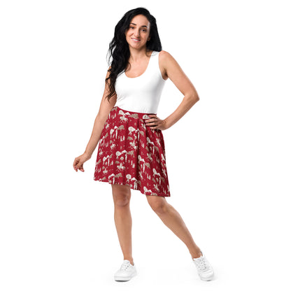 Military Women Toile Red Skater Skirt