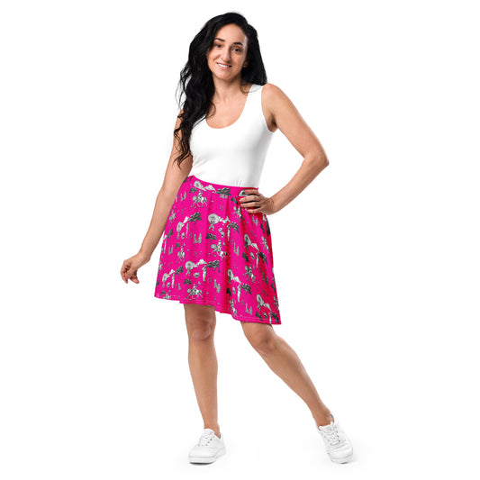 Military Women Toile Pink Skater Skirt