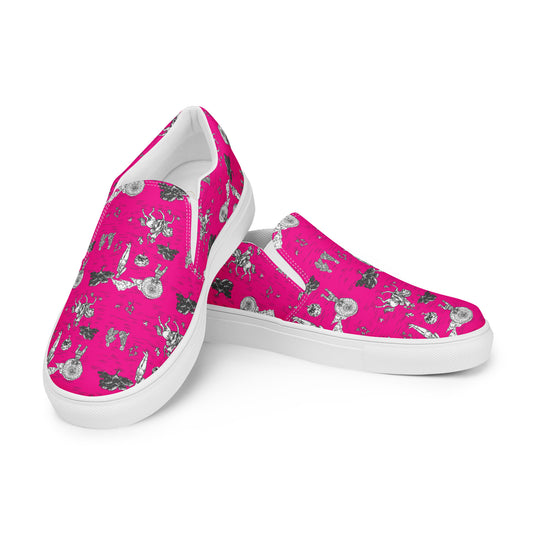 Military Women Pink Toile slip-on canvas shoes