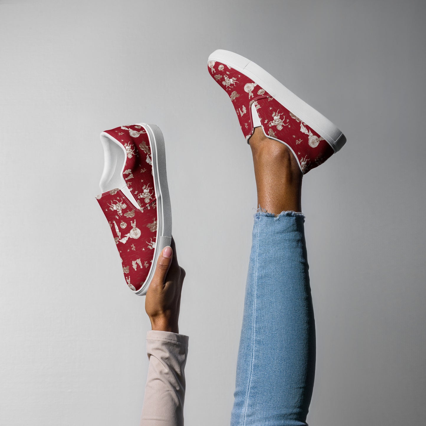 Military Toile Red Women’s slip-on canvas shoes