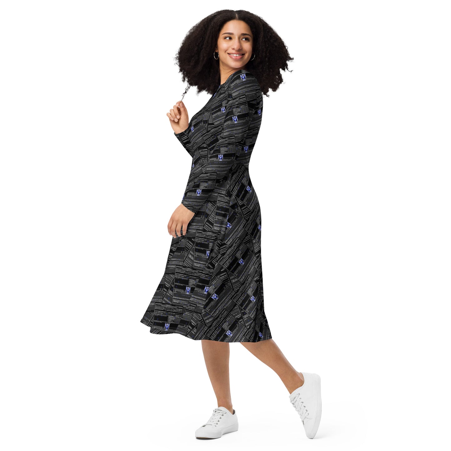 Inverted DD 214 long sleeve midi dress