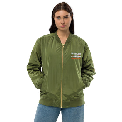 Woman and a Veteran Premium recycled bomber jacket