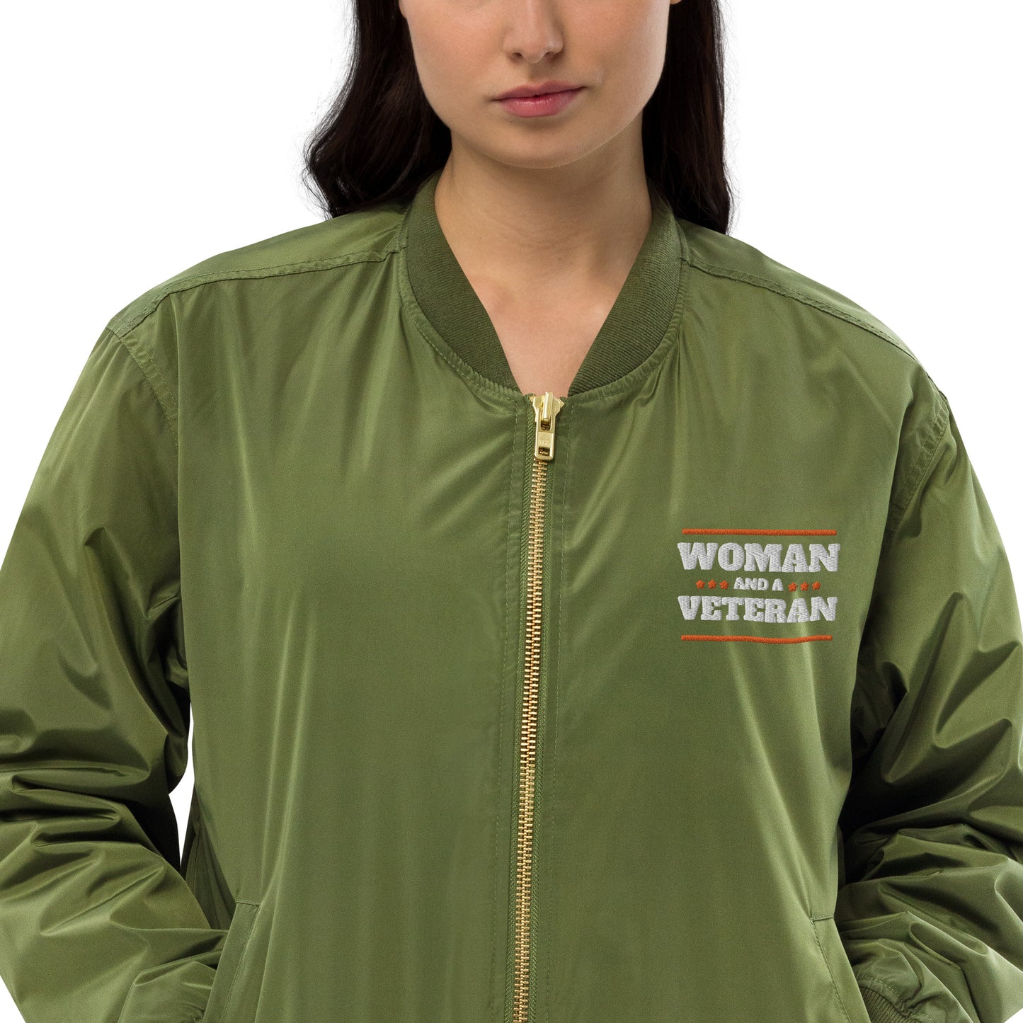 Woman and a Veteran Premium recycled bomber jacket