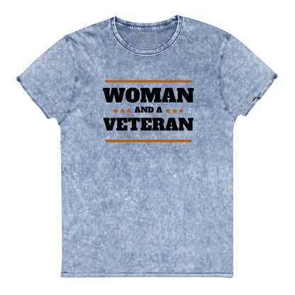 Woman and a Veteran Denim T-Shirt