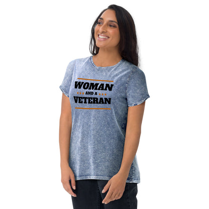 Woman and a Veteran Denim T-Shirt