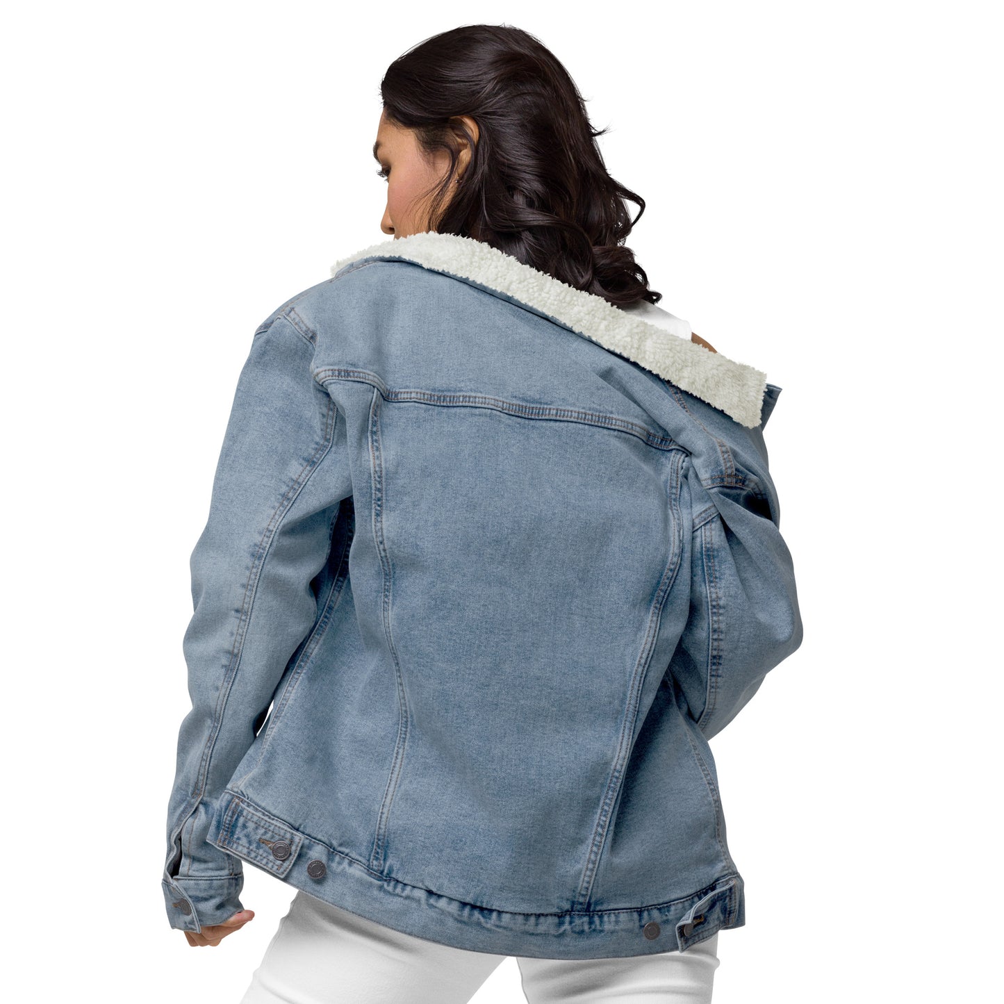 Relaxed fit denim sherpa jacket