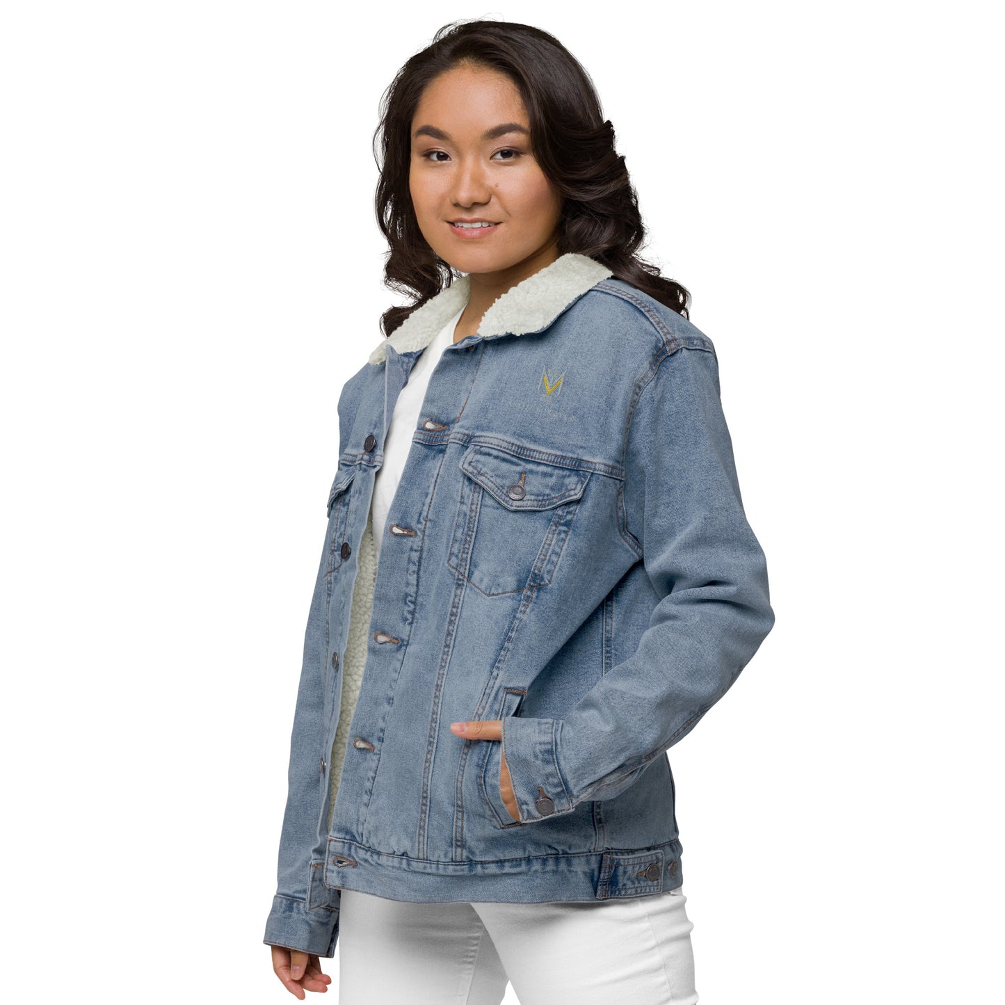 Relaxed fit denim sherpa jacket