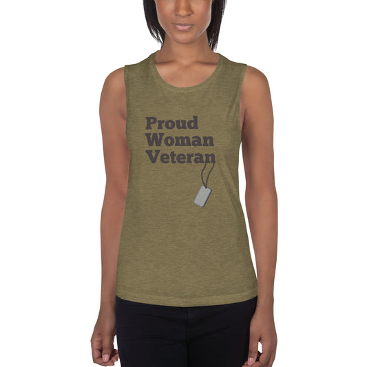 Proud Woman Veteran Ladies’ Muscle Tank